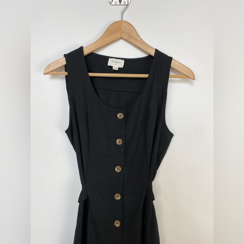 Everly Black Button-Down Dress - Picture 2 of 8